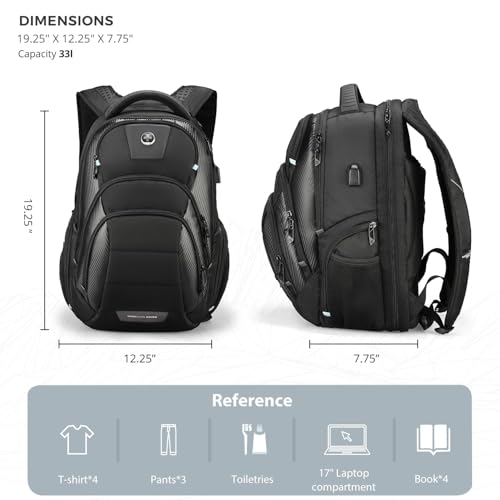 Swissdigital Design TSA Business Laptop Backpack for Men, Large Capacity Travel Backpack with Apple Find My Network and USB Charging Port Tech Backpacks Fits 17 Inch Computer Black| SD1643FB-01 - Image 2