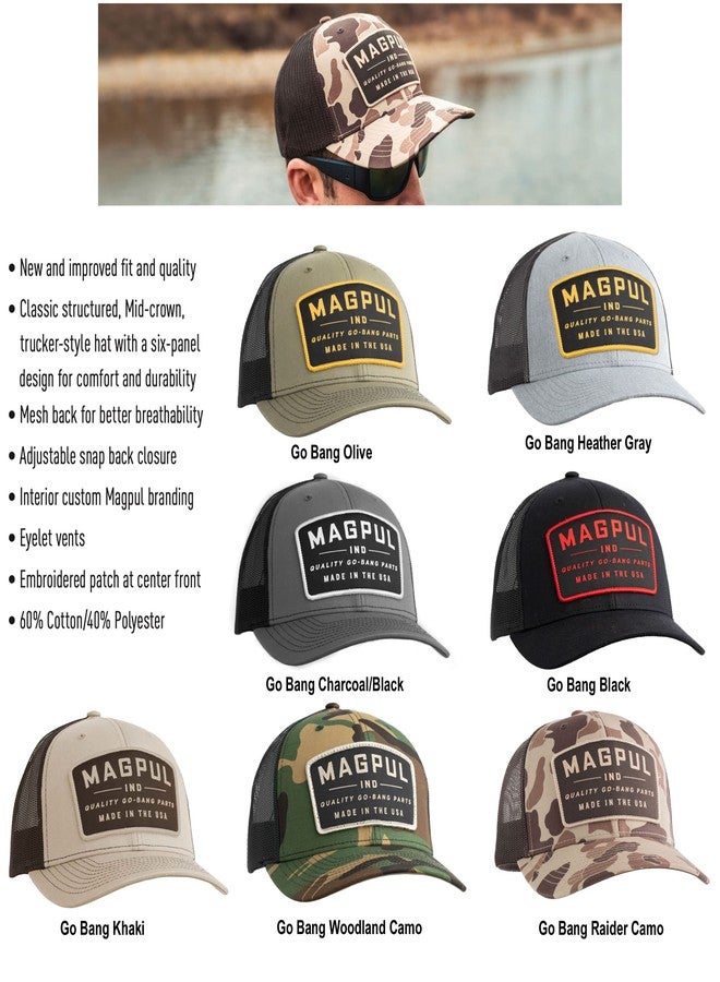 Magpul Trucker Hat Snap Back Baseball Cap, One Size Fits Most, Go Bang Olive - Image 4