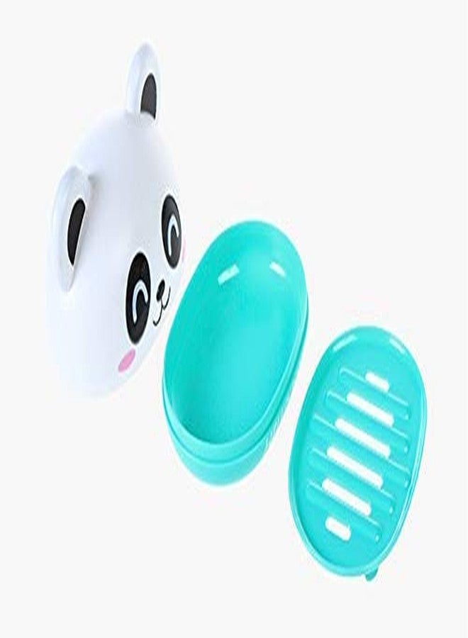 Gugzy Cute Panda Soap Box Holder with Cover Bathroom Storage Shelves Racks Floor Type Kitchen Sponge Drain Holder Accessories Supplies (Blue, plastic) - Image 3