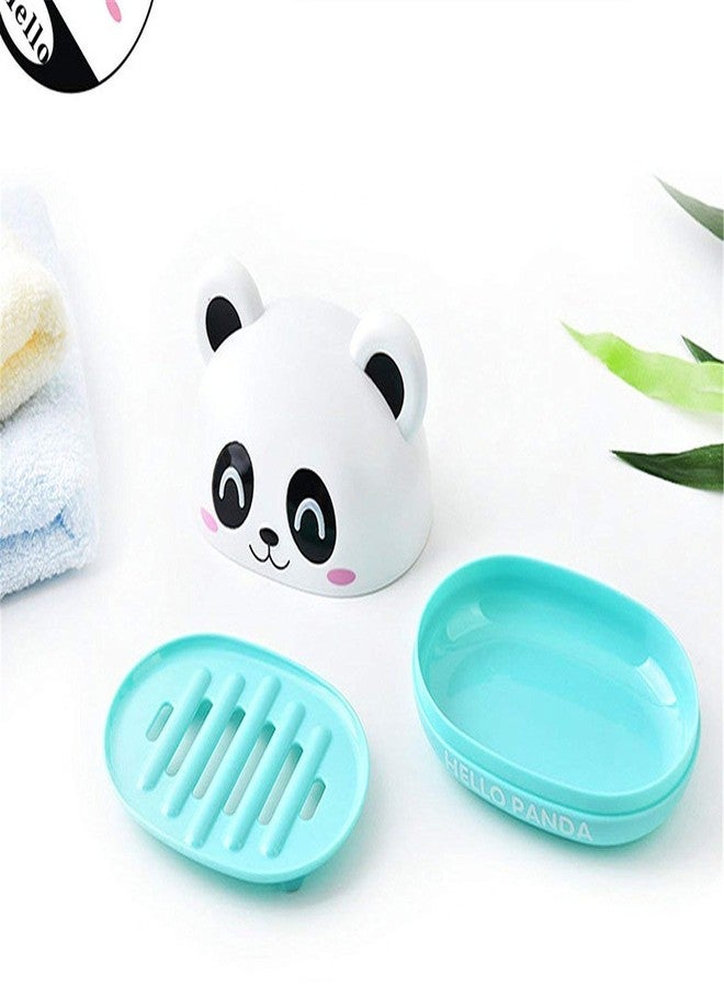 Gugzy Cute Panda Soap Box Holder with Cover Bathroom Storage Shelves Racks Floor Type Kitchen Sponge Drain Holder Accessories Supplies (Blue, plastic) - Image 5