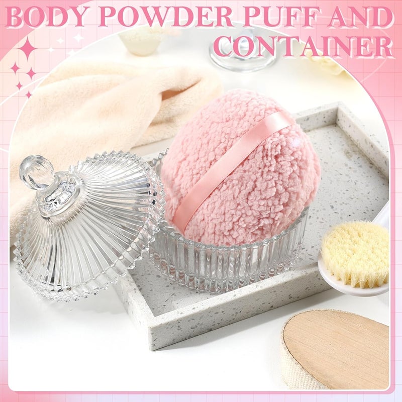 HONSIO Large Body Powder Puff and Container, 6 Inch Oversize Dust Powder Puff for Women and Baby, Fresh Scent, Fragrance Free, Paraben Free, 100 grams - Image 4