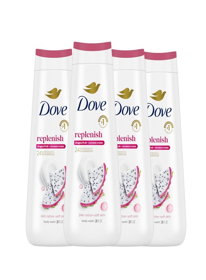 Dove Body Wash 4 Count for 24hr Lotion-Soft Skin Replenish Dragon Fruit and Coconut Cream Moisturizing Skin Cleanser with No Sulfates No Parabens - Image 1