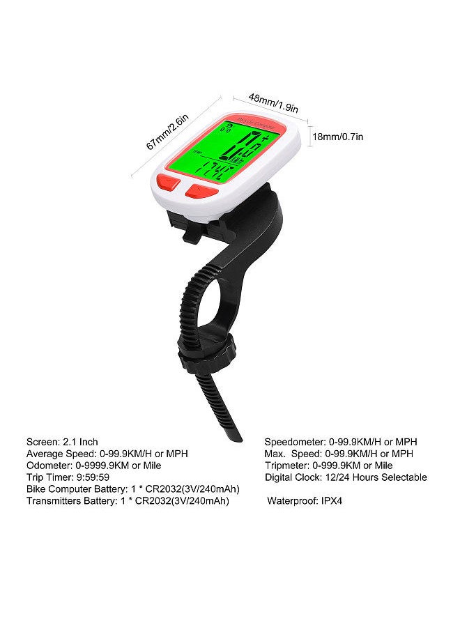 Generic - Wireless Bike Computer LED Digital Bicycle Speedometer Odometer Multifunction Cycling Computer Waterproof - Image 1