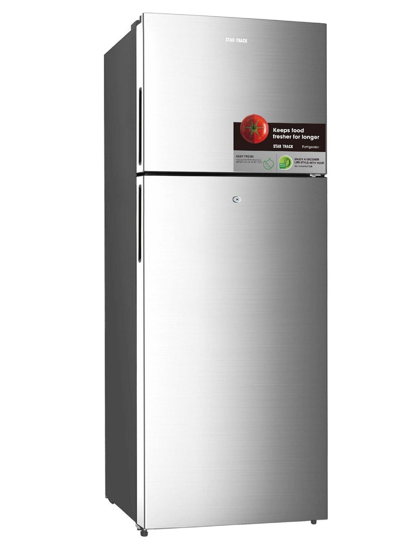 STAR TRACK STAR TRACK 470L Gross / 400L Net Capacity, No Frost Double Door Refrigerator with Glass Shelves, LED Light, Ice Box, Transparent Door Baskets, Low Noise, Electronic Control, Fast Freezing – ST-FRG-470NSKE Silver  - Image 1
