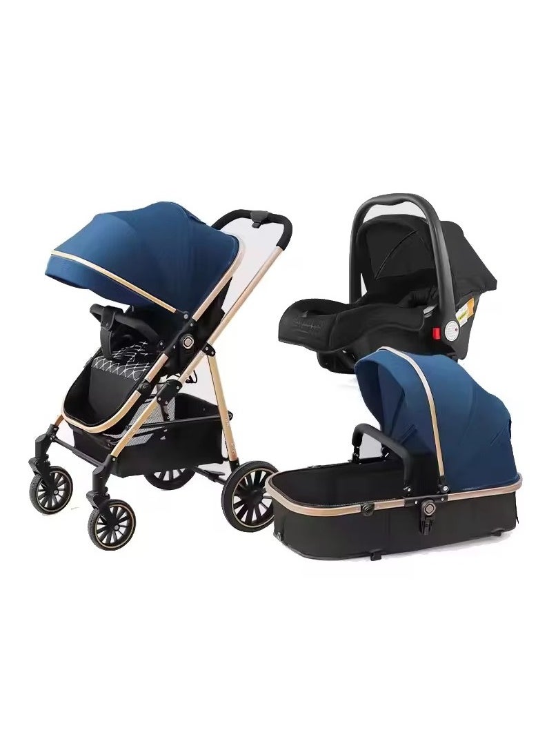 DEHKAH Luxury Multi-Functional Stroller, Includes A Carrycot And A Baby Car Seat - Black  - Image 1