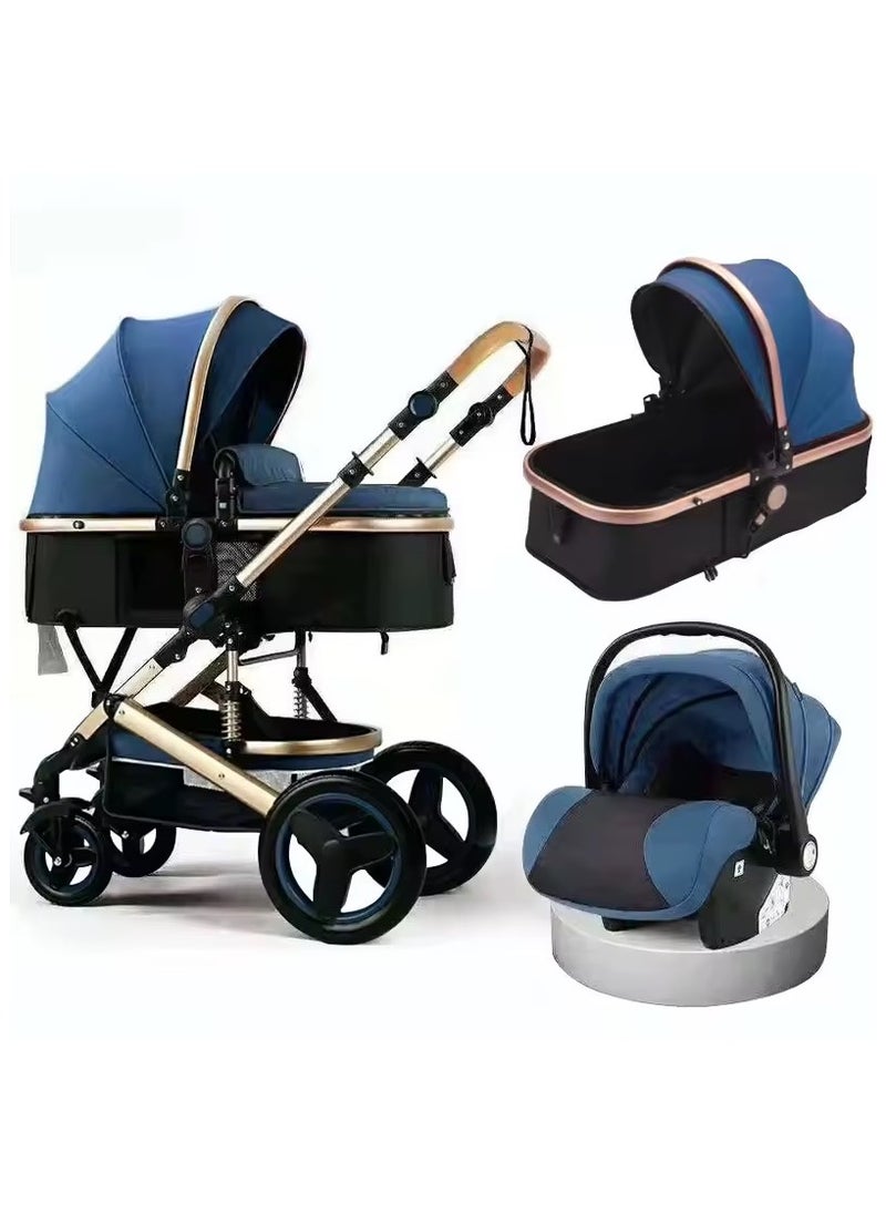 DEHKAH Luxury Multi-Functional Stroller, Includes A Carrycot And A Baby Car Seat - Black  - Image 2