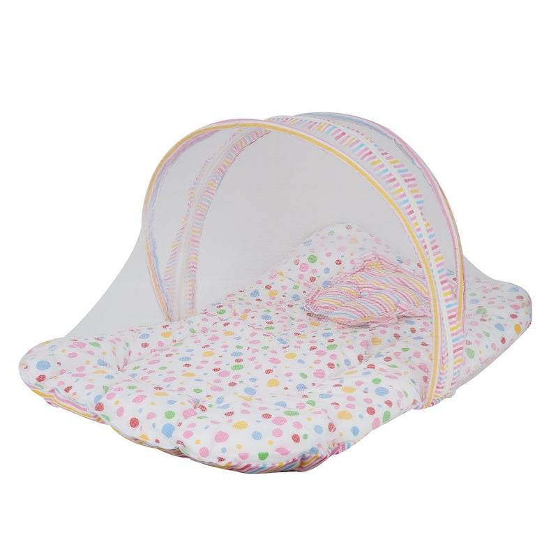 FARETO Toddler Mattress with Mosquito Net Pink - Image 1