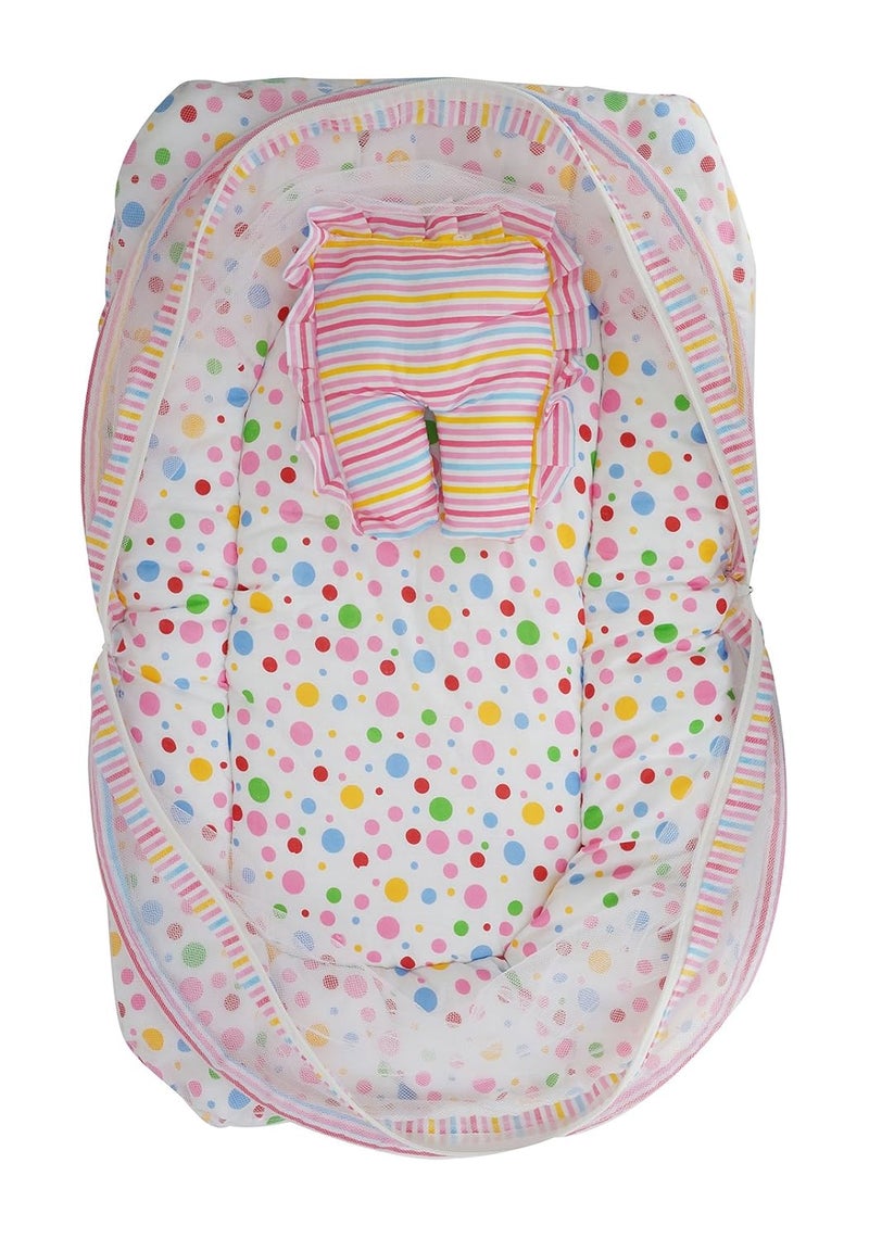 FARETO Toddler Mattress with Mosquito Net Pink - Image 2
