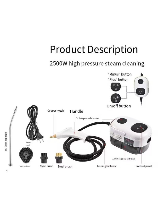 SHOPI Portable Steam Cleaner 2500W – 15s Fast Heat-Up, High Temperature Cleaning with 6 Steam Levels, 1200ml Tank & 3-Pin Plug for Kitchen, Household, Cars & Appliances - Image 4