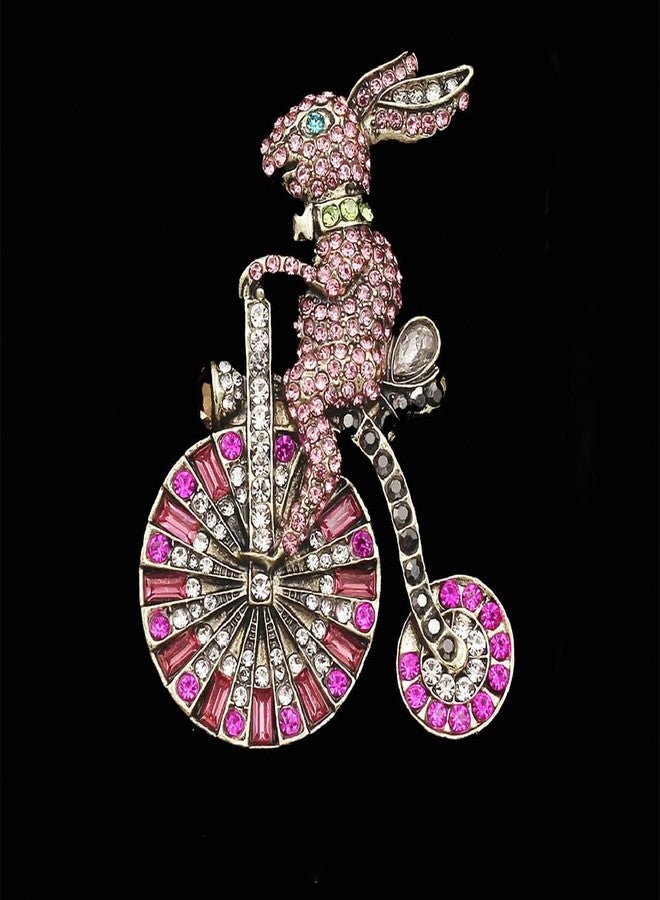 OIDIMS Rabbit Riding a Bicycle Rhinestone Brooch for Women Men Cute Funny Cubic Zirconia Lapel Pin Badges Accessories for Clothing Boutonniere Pins Corsage Trendy Brooches Fashion Easter Jewelry Graduation - Image 4