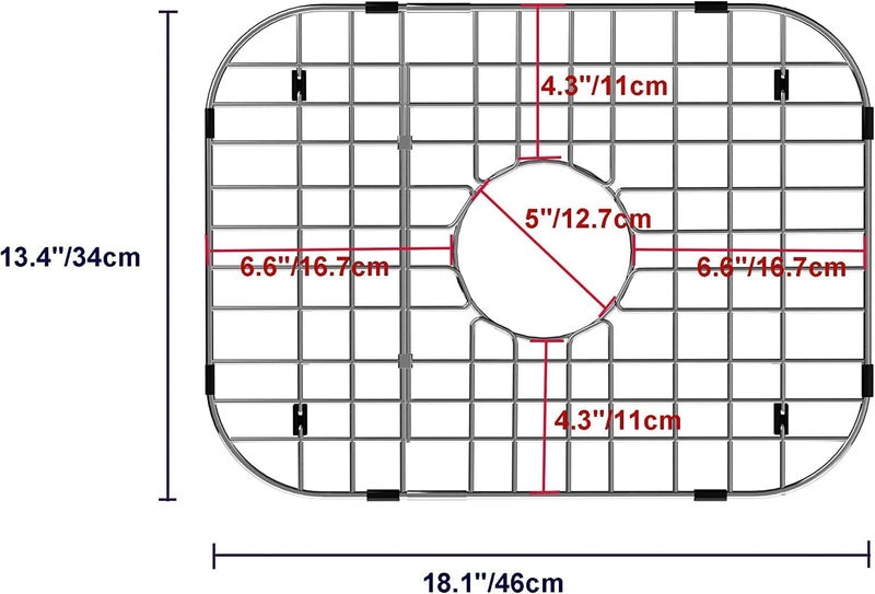 MIYUPTC Kitchen Sink Bottom Grid, Sink Protector Stainless Steel Sink Grate 18"L x 13.4"W with Center Drain Hole for Sink Bowl - Image 3