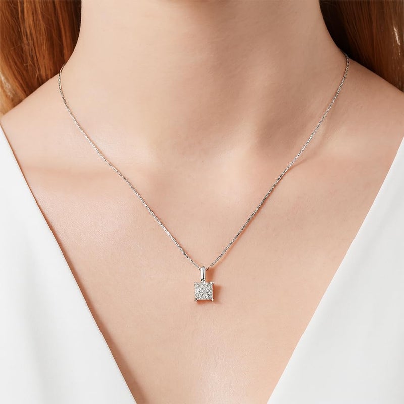 Savlano سافلانو 925 فضة ستيرلنغ معلق مويزانايت، 6 مم دائري، قطع أميرة وقلب 0.8–1.2CT لون D، مع سلسلة صندوق 18 بوصة للنساء – يأتي مع شهادة GRA – صنع في إيطاليا - Image 3