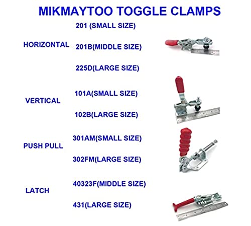 MIKMAYTOO Toggle Clamp Latch Anti-slip 12 Pack Hand Tool Quick Release Heavy Duty Toggle Clamp Tool for Wood Working (301AM-12 PCS) - Image 5