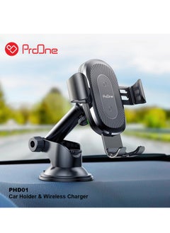 ProOne ProOne PHL1115 Universal Car Dashboard Phone Holder Wireless Car Charger With Air vent Clip , 10W wireless quick  Charging Automatic locking Single hand Operation Dashboard Cell Phone  - Image 5