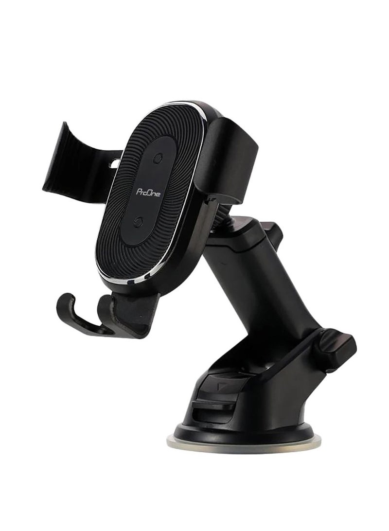 ProOne PHL1115 Universal Car Dashboard Phone Holder Wireless Car Charger With Air vent Clip , 10W wireless quick  Charging Automatic locking Single hand Operation Dashboard Cell Phone - Image 1