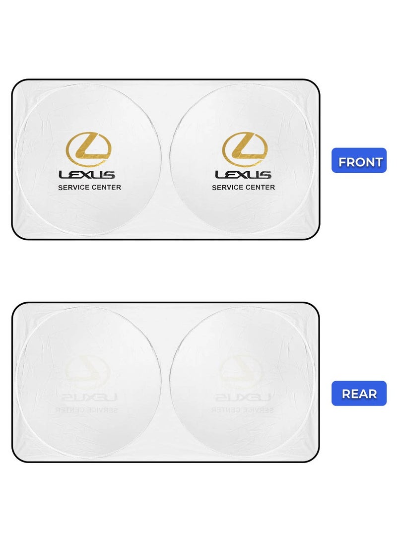 ليكساس واقي شمس للزجاج الأمامي للسيارة يحمي من الأشعة فوق البنفسجية والحرارة، واقي شمس قابل للطي يحافظ على برودة سيارتك ويحجب الأشعة فوق البنفسجية، سهل التركيب، مناسب لجميع السيارات - لكزس - Image 4