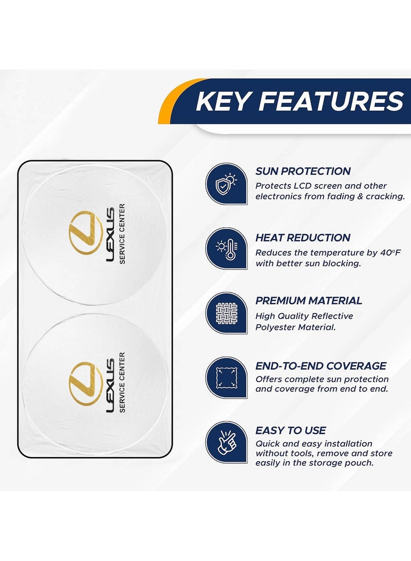 ليكساس واقي شمس للزجاج الأمامي للسيارة يحمي من الأشعة فوق البنفسجية والحرارة، واقي شمس قابل للطي يحافظ على برودة سيارتك ويحجب الأشعة فوق البنفسجية، سهل التركيب، مناسب لجميع السيارات - لكزس - Image 5