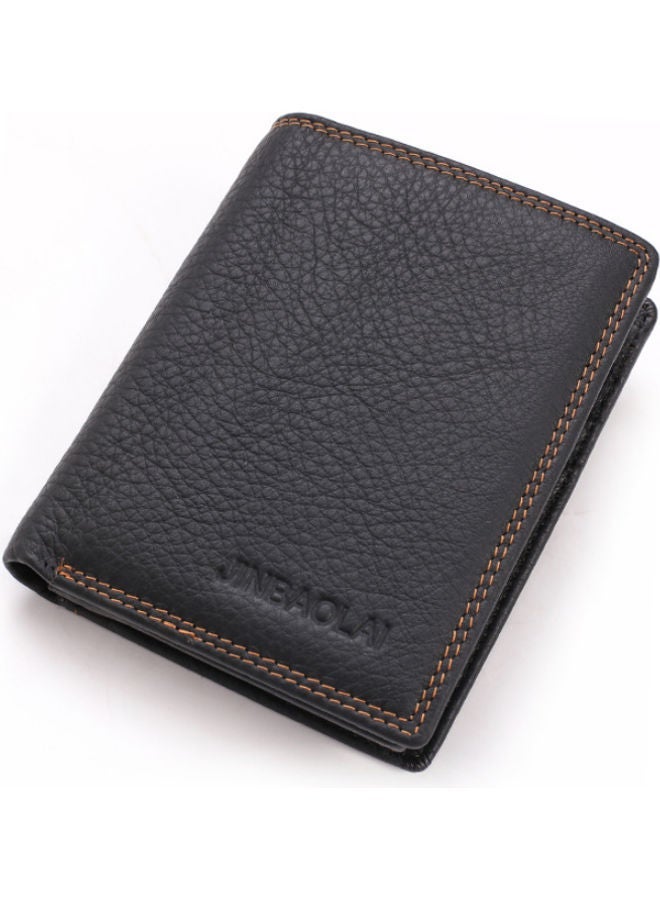 NIBEMINENT Large Capacity Leather Wallet Black  - Image 1