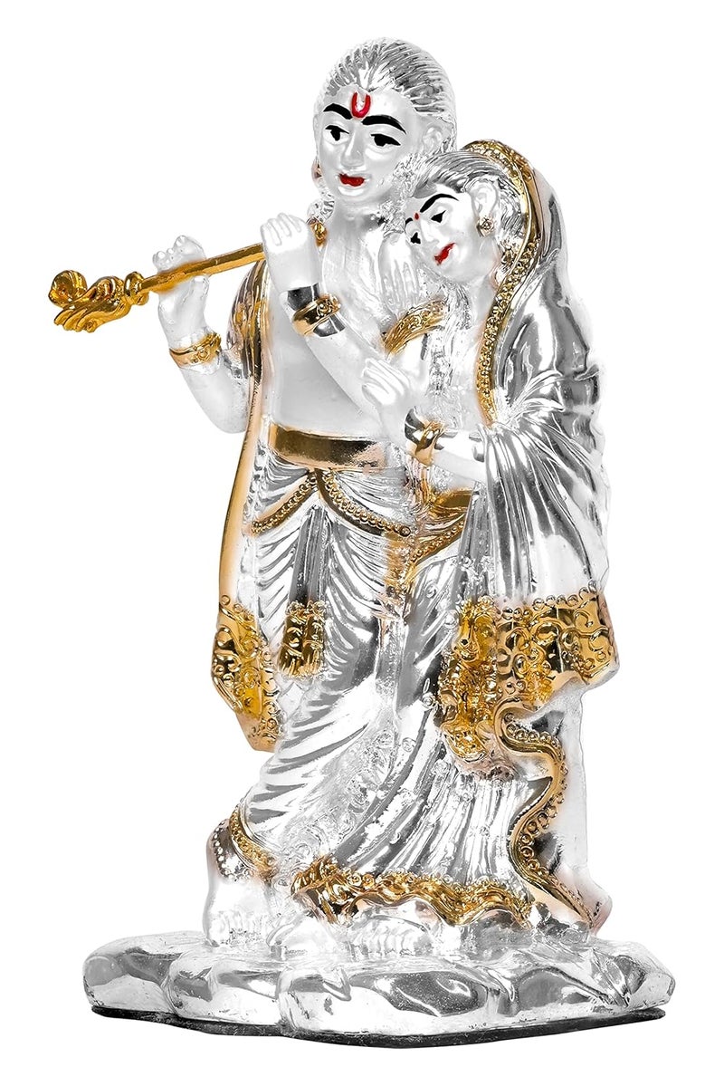 DIVINITI 999 Silver Plated Radha Krishna Idol for Home Decor Sculpture of Radha Krishna Statue Idol for Home Office Temple and Table Decoration Religious Idol for Pooja Gift 47x6 CM - Image 5