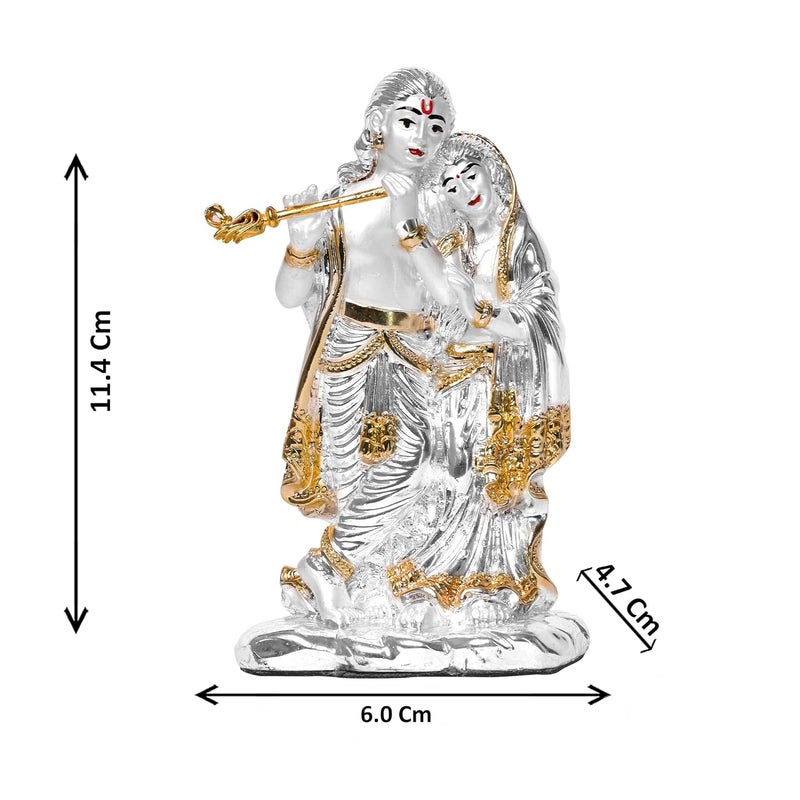 DIVINITI 999 Silver Plated Radha Krishna Idol for Home Decor Sculpture of Radha Krishna Statue Idol for Home Office Temple and Table Decoration Religious Idol for Pooja Gift 47x6 CM - Image 4