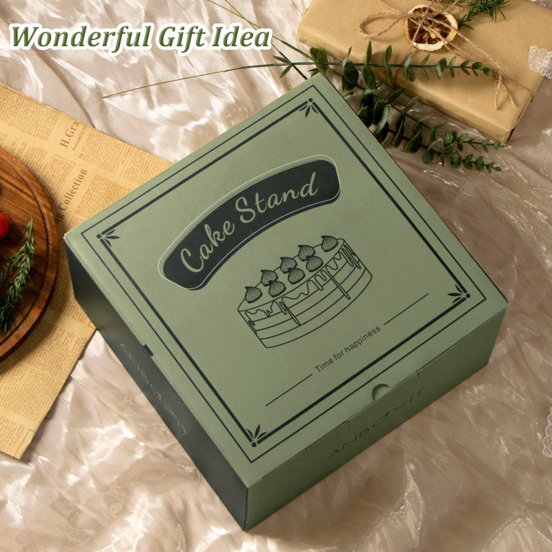 ANBOXIT Cake Stand with Dome Lid, Acacia Wood Cake Plate with Cover, Wooden Cake Display Stand with Acrylic Dome - Footed - Image 4