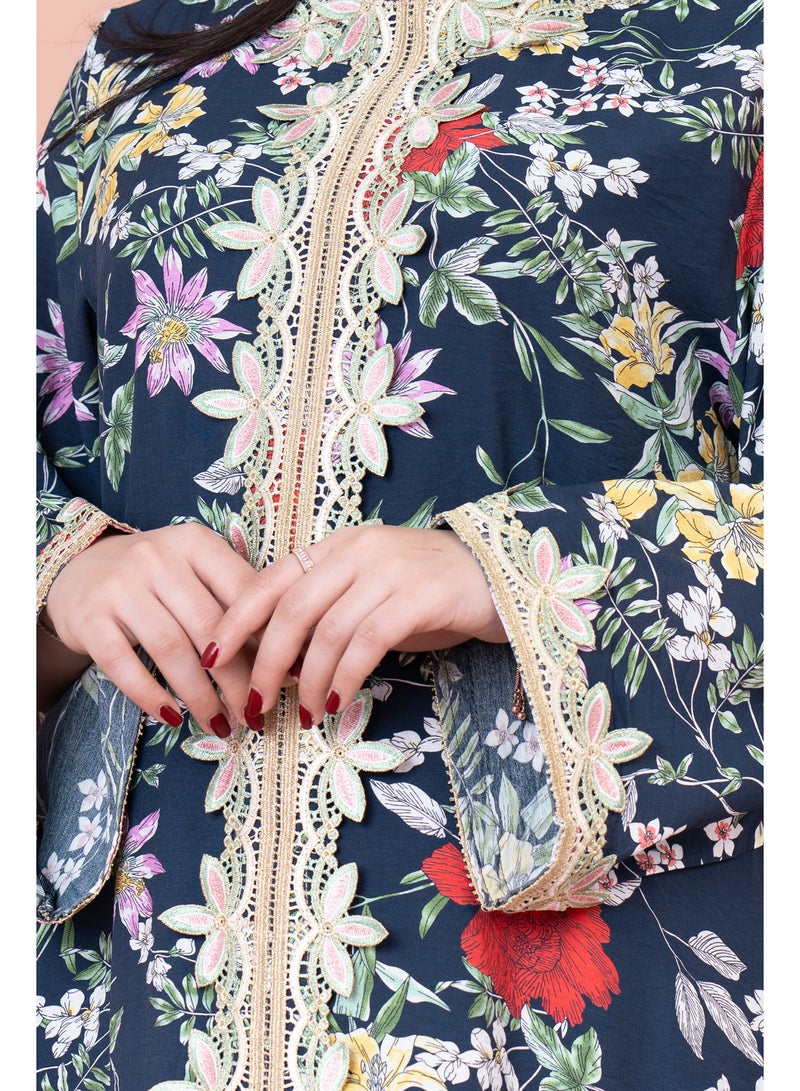 IKKXA Modern Embroidered Printed Jalabiya - Image 4