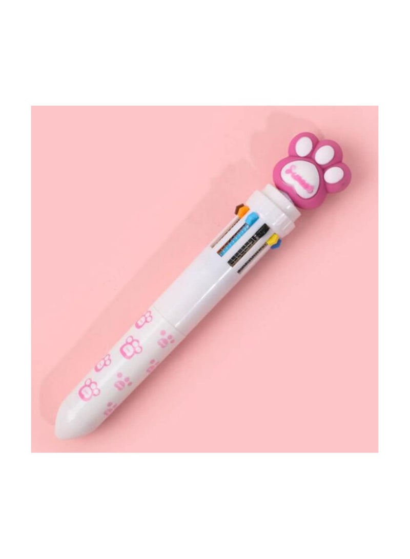 1pcs School Office Supply Stationery 10 in 1 Shuttle Pen Multicolored Pens Colorful Refill (Cat Paw) - Image 1