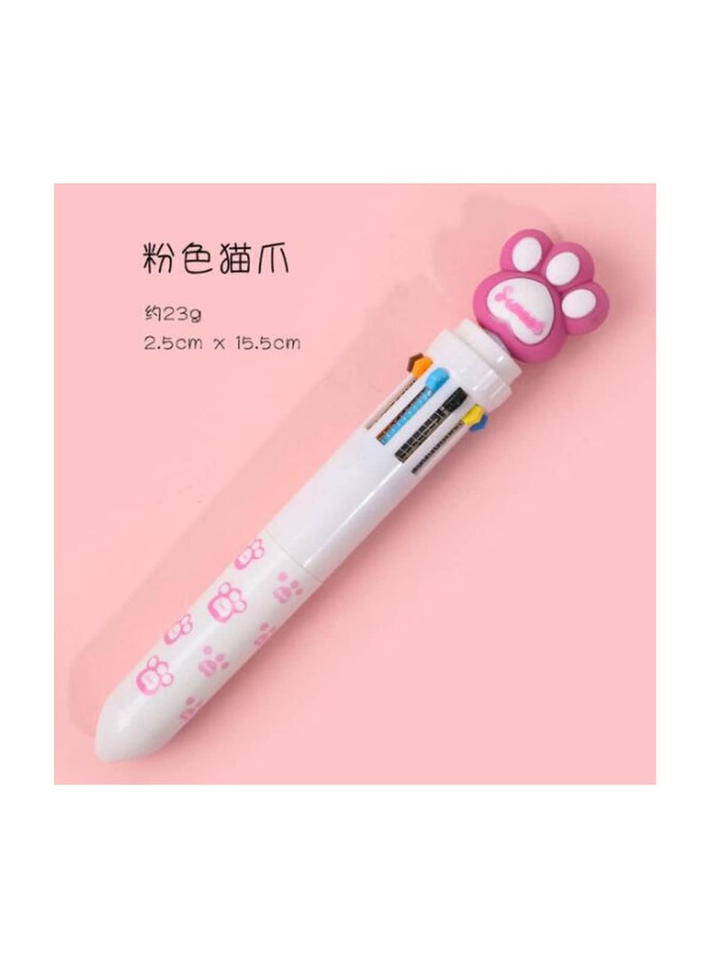 1pcs School Office Supply Stationery 10 in 1 Shuttle Pen Multicolored Pens Colorful Refill (Cat Paw) - Image 3