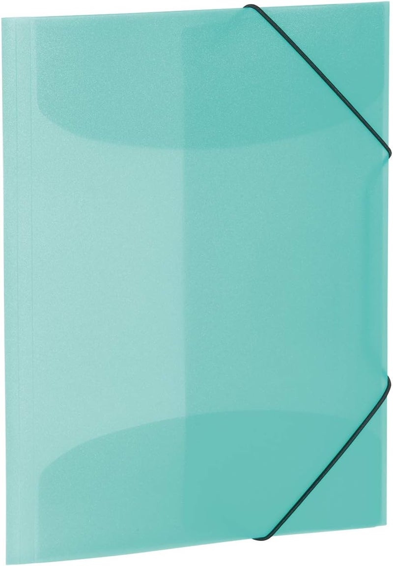 Herma Portfolio Folder A4 Turquoise Translucent, Plastic Corner Folder with Elastic Band and Inner Flaps for Children, Boys and Girls - Image 1