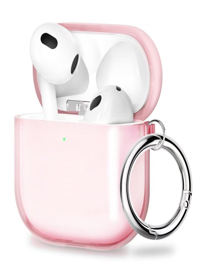 ULAK Compatible with AirPods 4 Case, Transparent Soft TPU Protective Case Cover for AirPods 4th Generation 2024 with Ring Keychain Accessories for Women Girls [Front Led Visible], Pink - Image 1