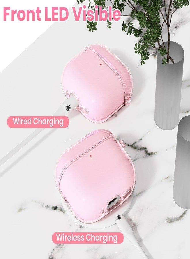 ULAK Compatible with AirPods 4 Case, Transparent Soft TPU Protective Case Cover for AirPods 4th Generation 2024 with Ring Keychain Accessories for Women Girls [Front Led Visible], Pink - Image 5