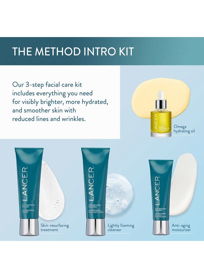 lancer Skincare The Method Intro Kit, 3-Step Anti-Aging Facial Exfoliator, Cleanser, and Moisturizer Kit for Glowing Skin, Reveals Healthy-Looking Glowing Skin - Image 2