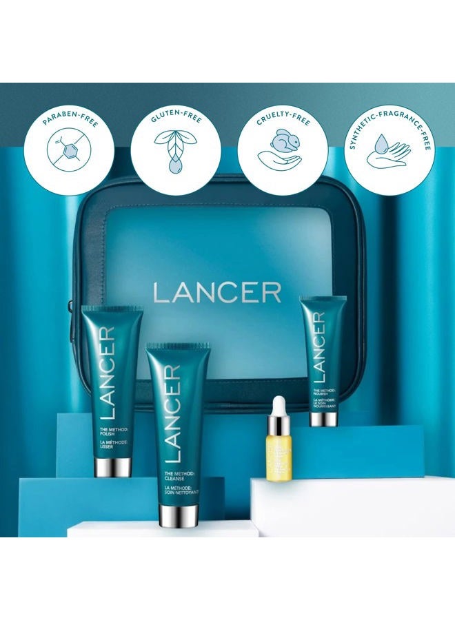 lancer Skincare The Method Intro Kit, 3-Step Anti-Aging Facial Exfoliator, Cleanser, and Moisturizer Kit for Glowing Skin, Reveals Healthy-Looking Glowing Skin - Image 5