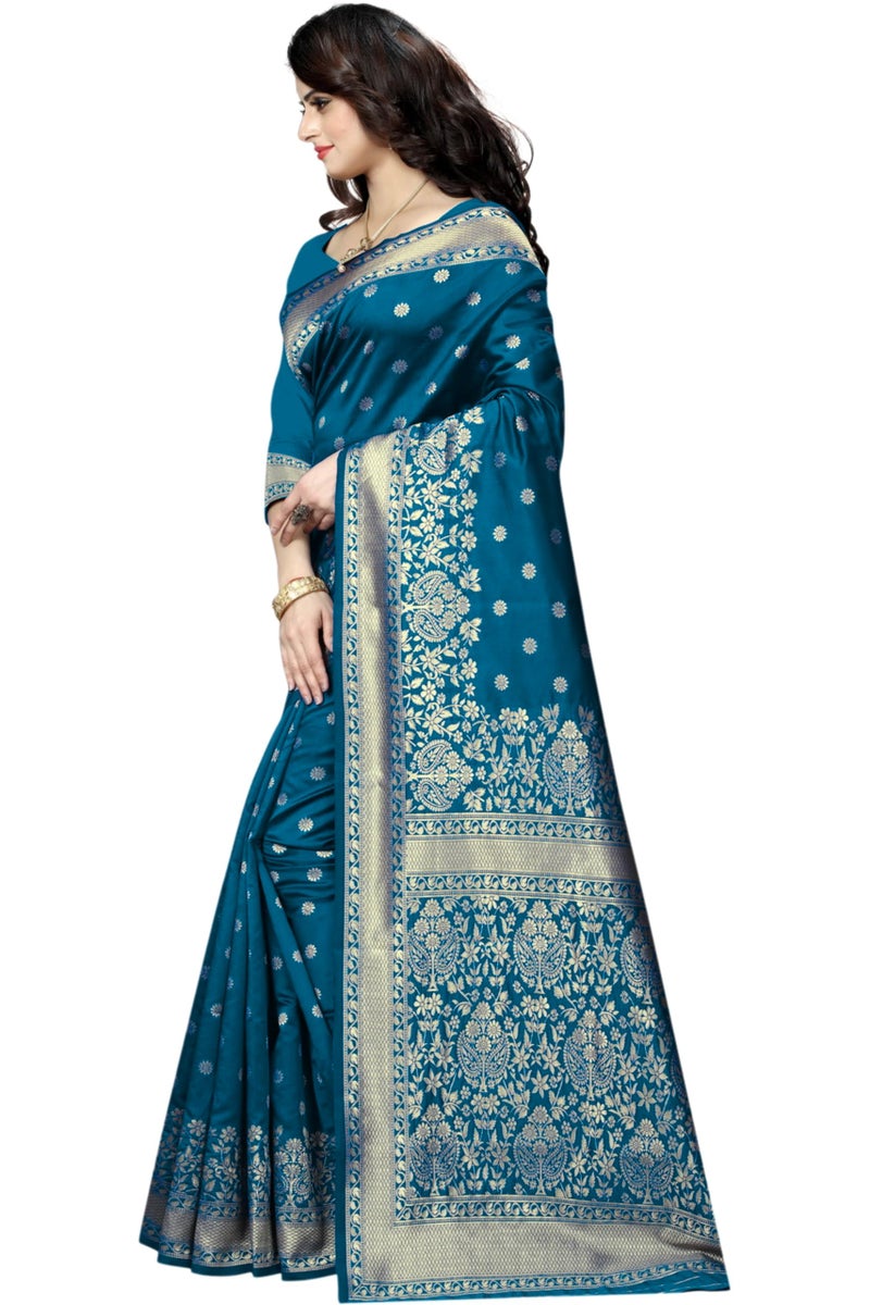 C J Enterprise Women's Banarasi Saree Pure Kanjivaram Silk Saree Soft Design Wear Pattu Sarees Latest Cotton With Blouse Piece for Wedding sadi new ladies 2026 - Image 3