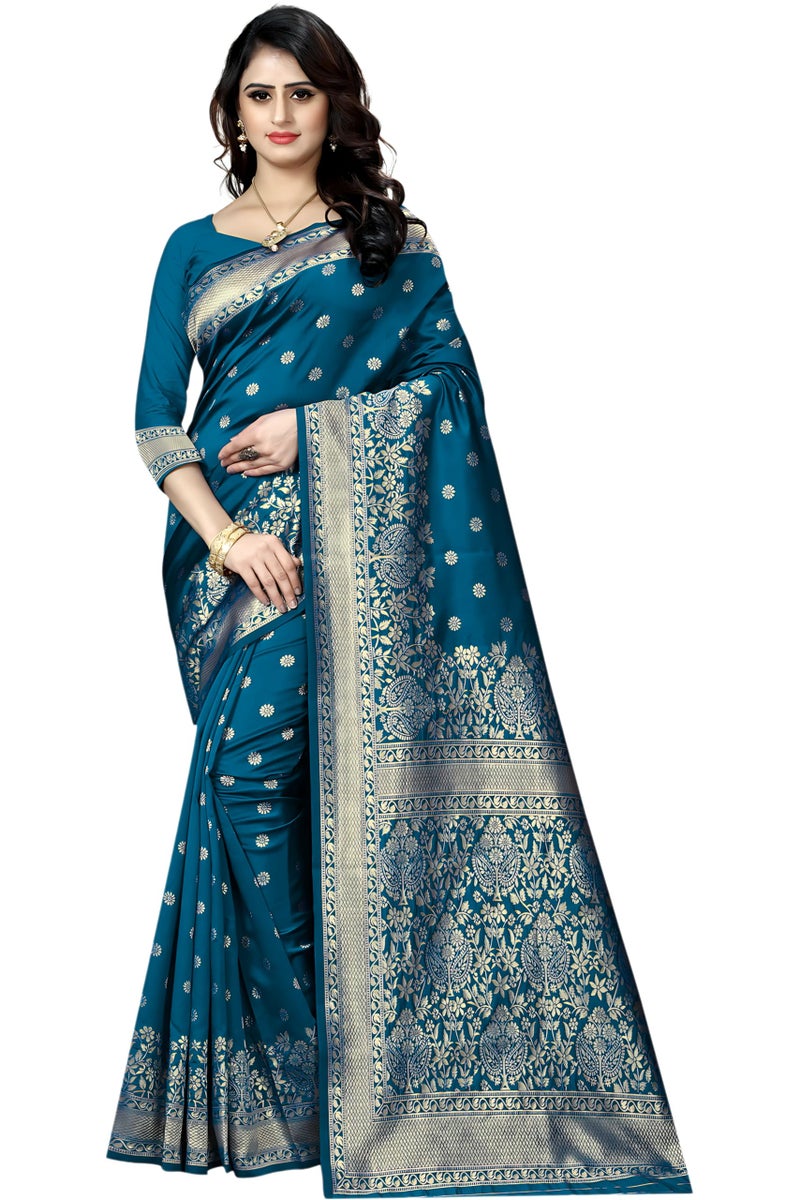 C J Enterprise Women's Banarasi Saree Pure Kanjivaram Silk Saree Soft Design Wear Pattu Sarees Latest Cotton With Blouse Piece for Wedding sadi new ladies 2026 - Image 1