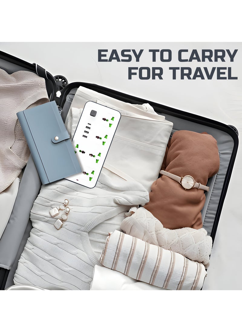 ماركيدون سلك تمديد لشريط الطاقة ومحطة شحن، 6 مجموعات، 3 منافذ USB، 1 من النوع C، 2 متر، 3 دبابيس بريطانية، واقي من زيادة التيار العالمي مع كابل بطول 2 متر، حل شحن فعال للمنزل والمكتب، أبيض  - Image 4