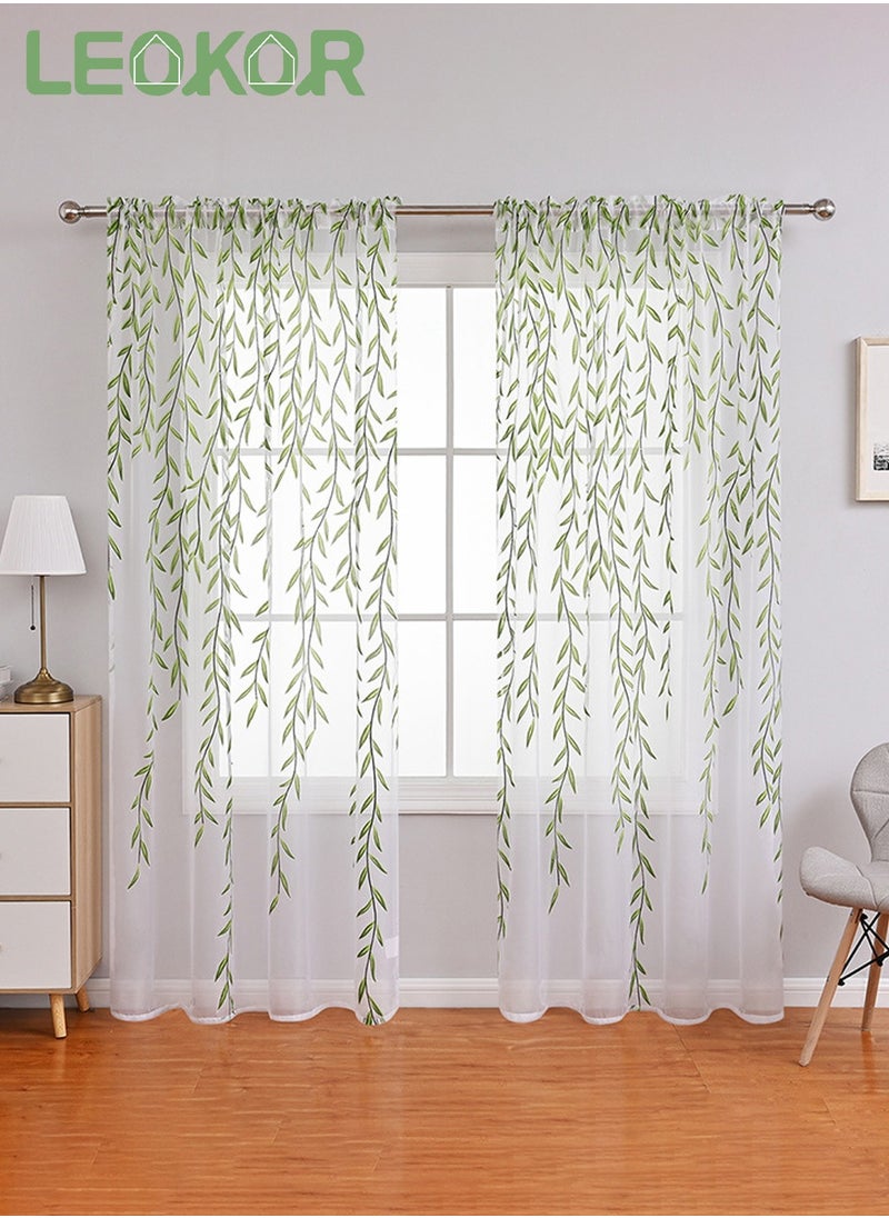 2 Panel Tulle Window Curtain Rod Pocket Leaf Print Voile Curtains 100x250CM - pzsku/ZB9F5B4D1130F6152D604Z/45/_/1735961604/318943ed-dc64-47f8-a1de-1f1459e9fb27