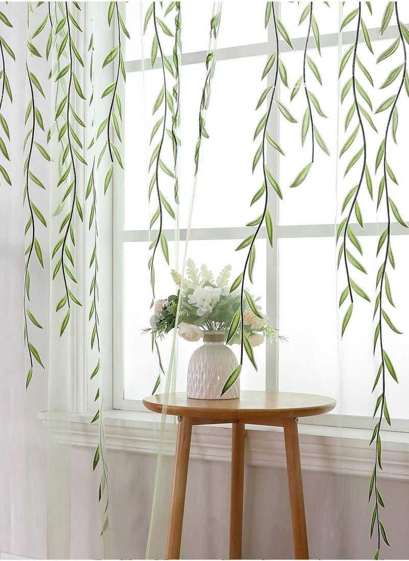 2 Panel Tulle Window Curtain Rod Pocket Leaf Print Voile Curtains 100x250CM - pzsku/ZB9F5B4D1130F6152D604Z/45/_/1735961674/2d9565e2-5634-463c-bcd8-1c28f6877367