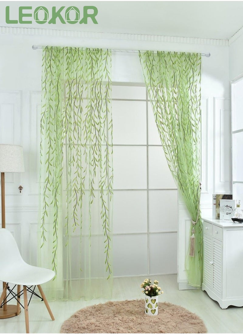 2 Panel Tulle Window Curtain Rod Pocket Leaf Print Voile Curtains 100x250CM - pzsku/ZB9F5B4D1130F6152D604Z/45/_/1735961795/36a54bff-83e0-4f1a-a13c-b645e8f46cca