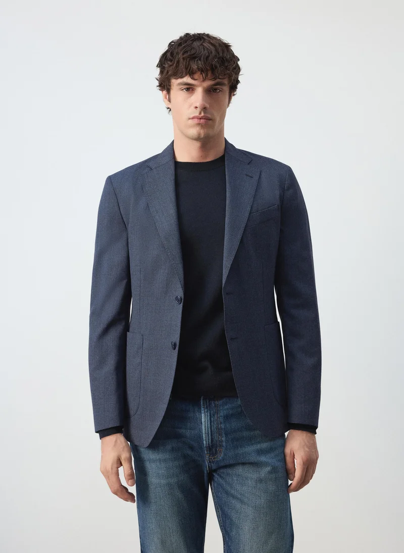 Slim fit wool blend blazer