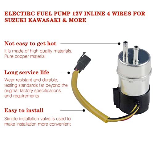 AdvanEX Electric Fuel Pump 12V Inline 4 Wires Compatible with Kawasaki Vulcan Voyager XII ZG1200B VN1500 49040-1063 - Image 2