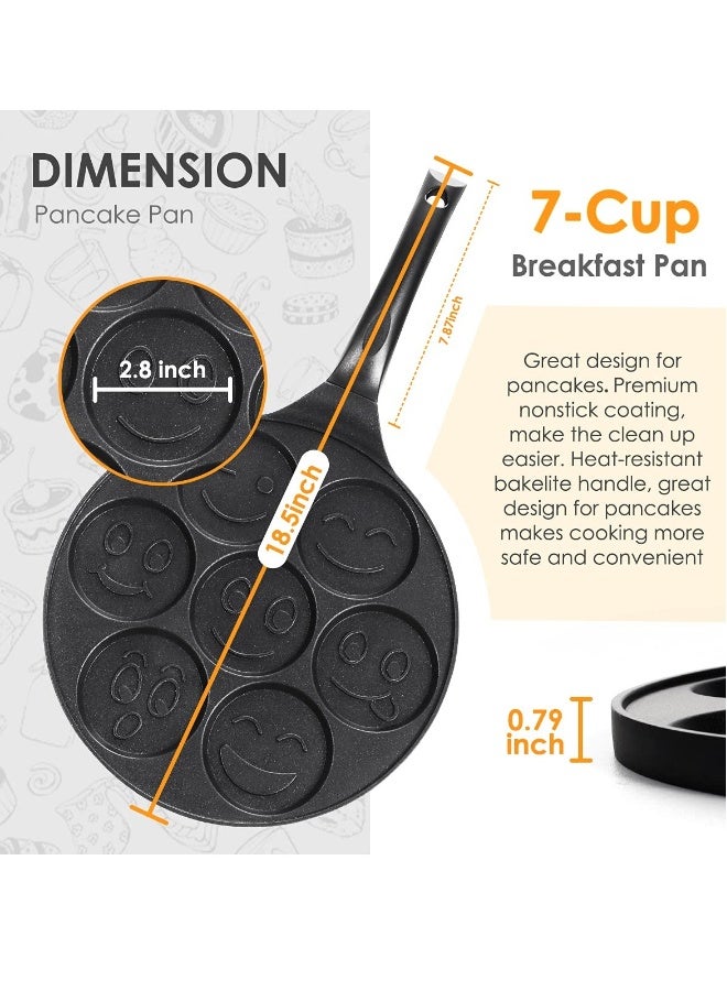 Nonstick Pancake Pan Griddle, 7 Smiling Face Mini Pancake Cups Design, Ideal Crepe Maker for Kids, Fun and Easy Breakfast Cooking  - Image 3