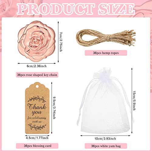 Woanger 36 Set Rose Compact Mirrors Bulk for Quinceanera, Sweet 16, Wedding Party Favors, Bridesmaid Gifts, Thank You Tags, White Organza Bags for Bridal Shower Bachelorette and Guest Gifts(Rose Gold) - Image 2