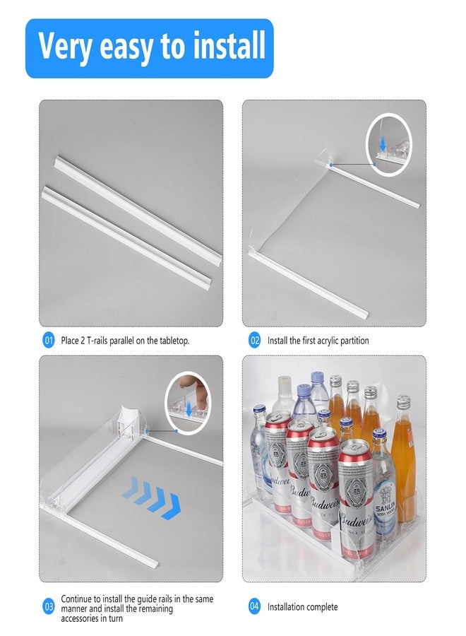 SOLY Drink Organizer for Fridge, Soda Can Dispenser for Refrigerator, Automatic Drink Dispenser Holds 6-20oz, 3 Row, 14.96" Deep - Image 4
