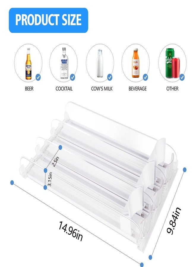 SOLY Drink Organizer for Fridge, Soda Can Dispenser for Refrigerator, Automatic Drink Dispenser Holds 6-20oz, 3 Row, 14.96" Deep - Image 3