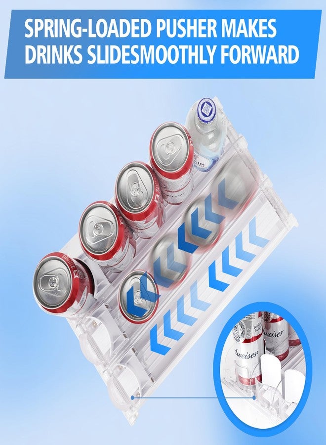 SOLY Drink Organizer for Fridge, Soda Can Dispenser for Refrigerator, Automatic Drink Dispenser Holds 6-20oz, 3 Row, 14.96" Deep - Image 2
