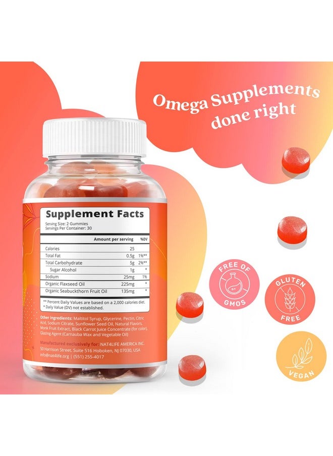 BeLive Organic Omega 3 Gummies With Omegas 6, 7, 9, Dha & Epa From Flaxseed Oil And Sea Buckthorn Fruit Oil - Sugar-Free, Supports Brain, Heart, Eye & Immune System, Supplements For Kids & Adults (60 Ct)  - Image 2