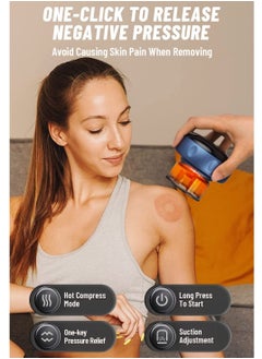 KHAJUL 12 Level Electric Heat Cupping Device Wireless Intelligent Vacuum Scraping for Cellulite Reduction with Infrared Heat Rechargeable New Cupping Device Cellulite Massager Gua Sha Massage Tool Blue  - Image 2