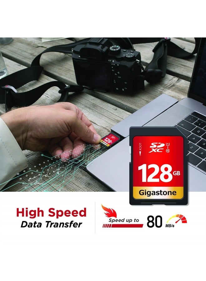 Gigastone [Gigastone] 128GB 2-Pack SD Card UHS-I U1 Class 10 SDXC Memory Card High Speed Full HD Video Canon Nikon Sony Pentax Kodak Olympus Panasonic Digital Camera, Full Size SD Card
