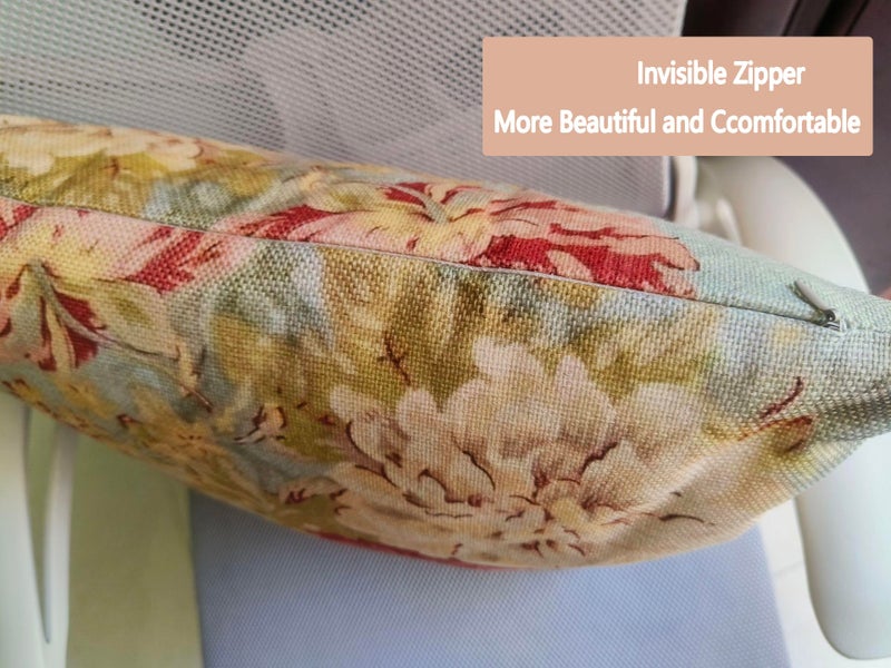 JACKGOLD Decorative Pillow Cover French Country Cottage Blue Decor Floral Farmhouse Linen Throw Pillow Cushion 18x18inch Lumbar Pillowcase - Image 4